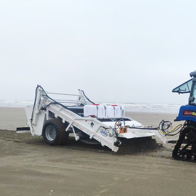Tracteur de balayage de plage à base d'alcalinité remorqué pour passer au crible les débris du sable sec ou humide